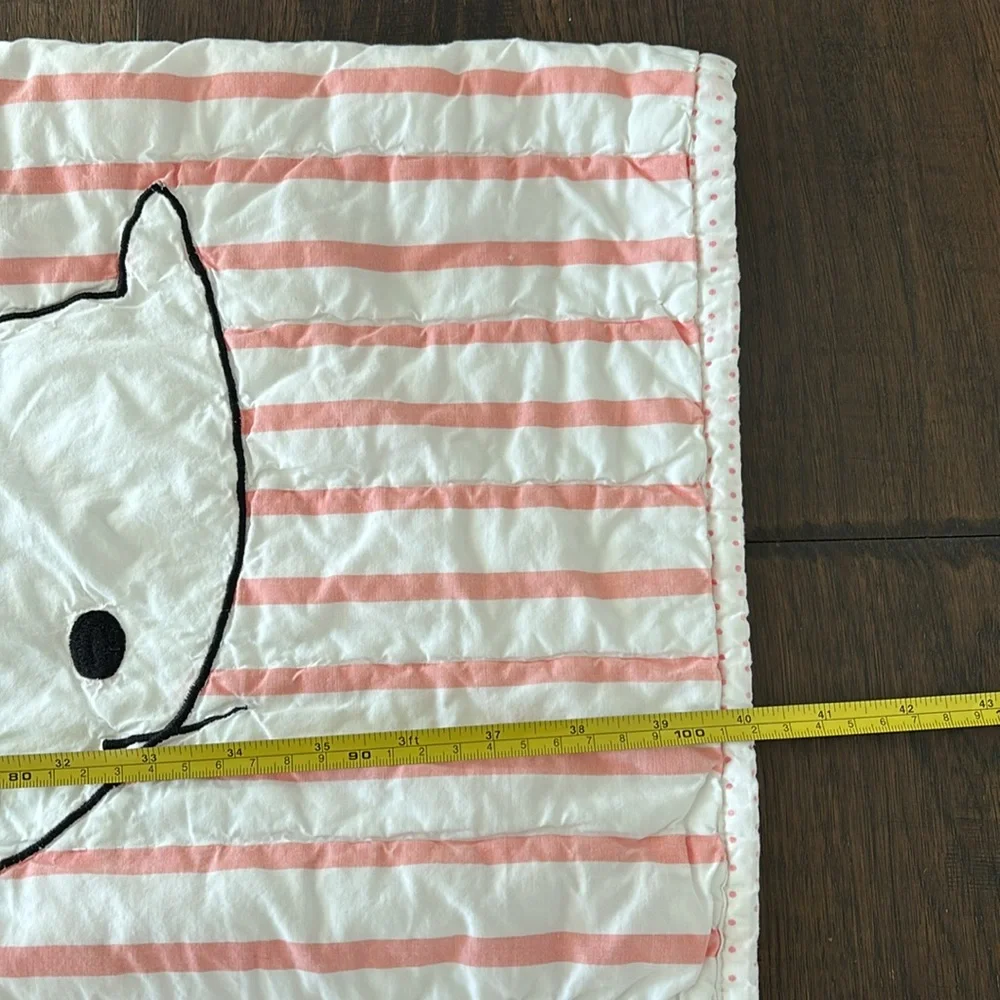 Vintage The Land Of Nod Pink‎ White Striped Cat Throw Baby Blanket Nursery Crib